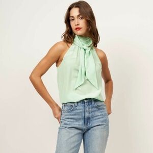 Equipment Saint Silk Halter Top Green Ash Pastel Seafoam Mint Size XXS New NWT